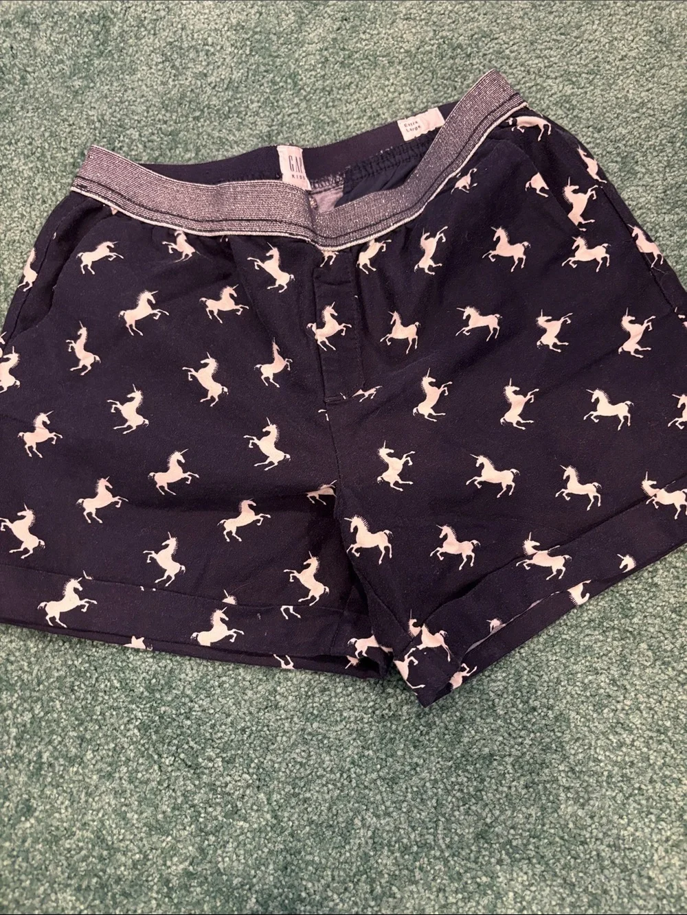 Gap Kids Girls XL Unicorn Print‎ Pull On Shorts Navy EUC